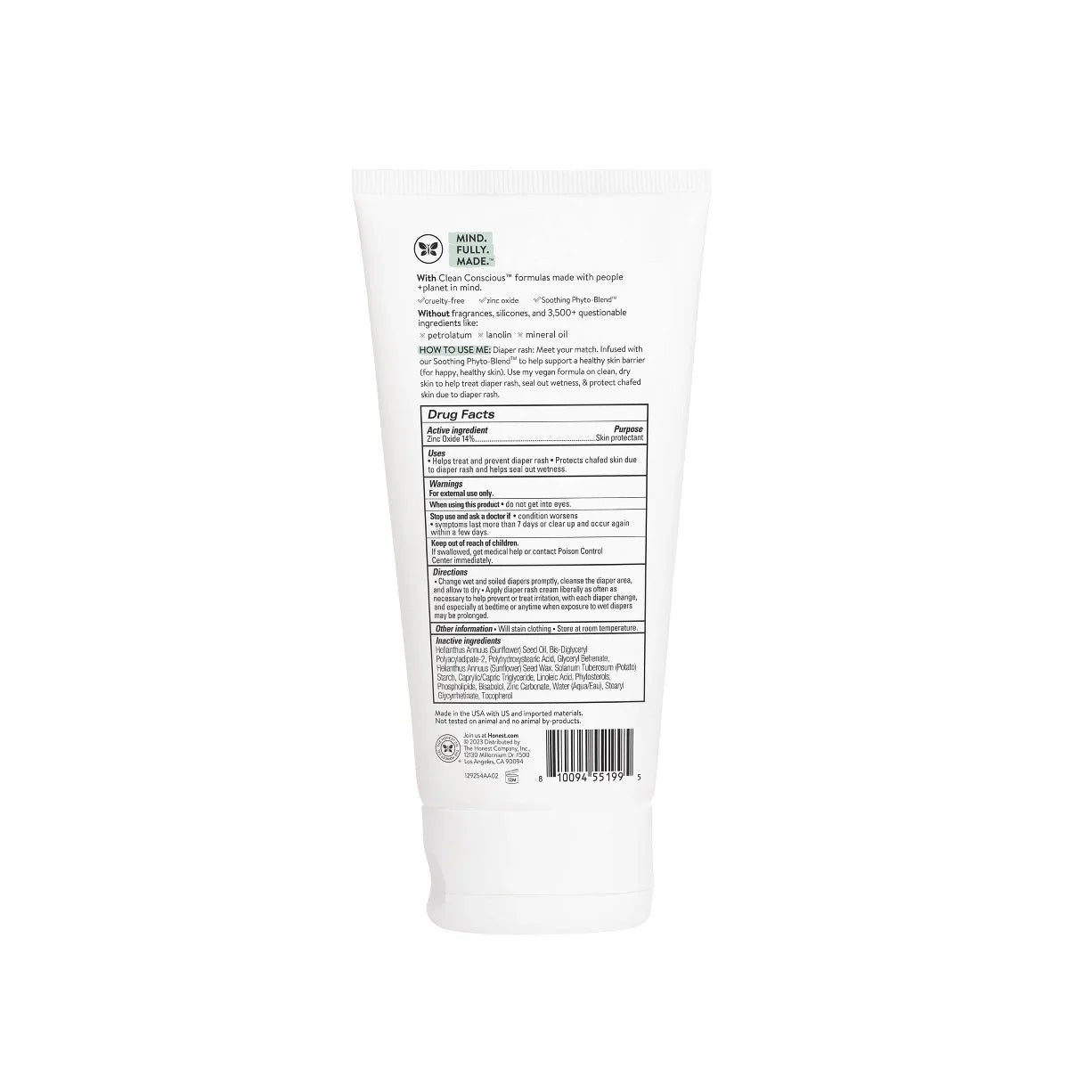 The Honest Company Sensitive Everyday Diaper Rash Cream Fragrance Free