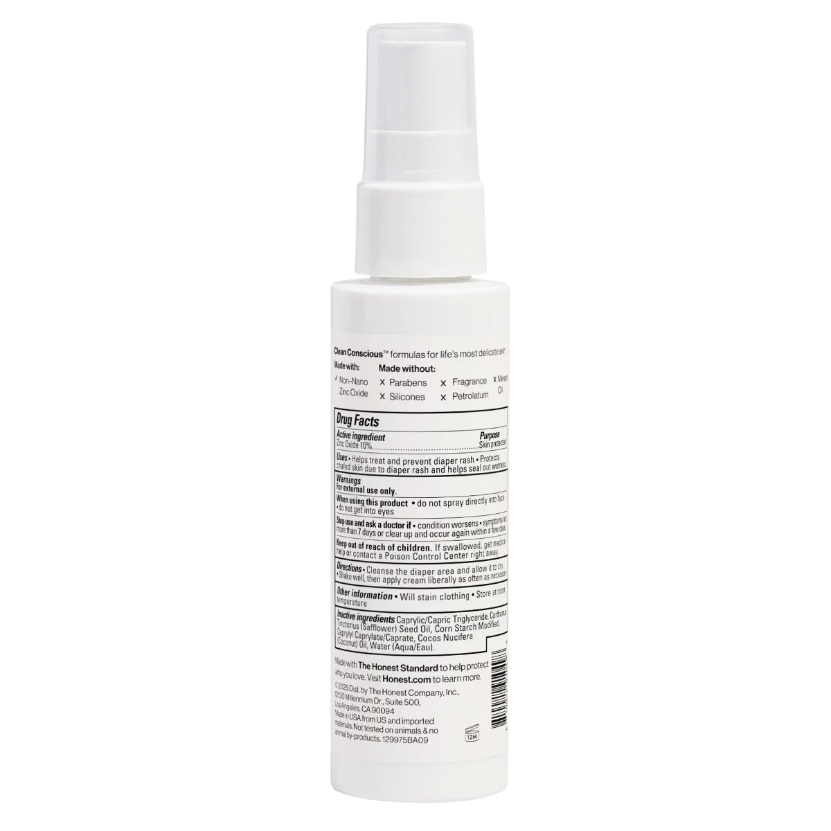 The Honest Company Sensitive Sprayable Fragrance Free Diaper Rash Cream - 2 fl oz