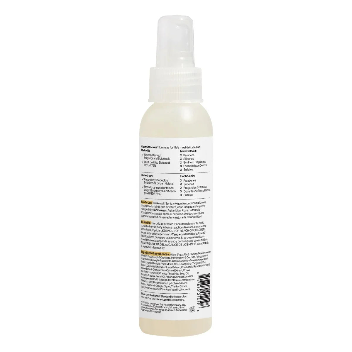 The Honest Company Refresh Conditioning Detangler - Citrus Vanilla - 4 fl oz: Sulfate-Free, Paraben-Free, All Hair Types, Daily Spray
