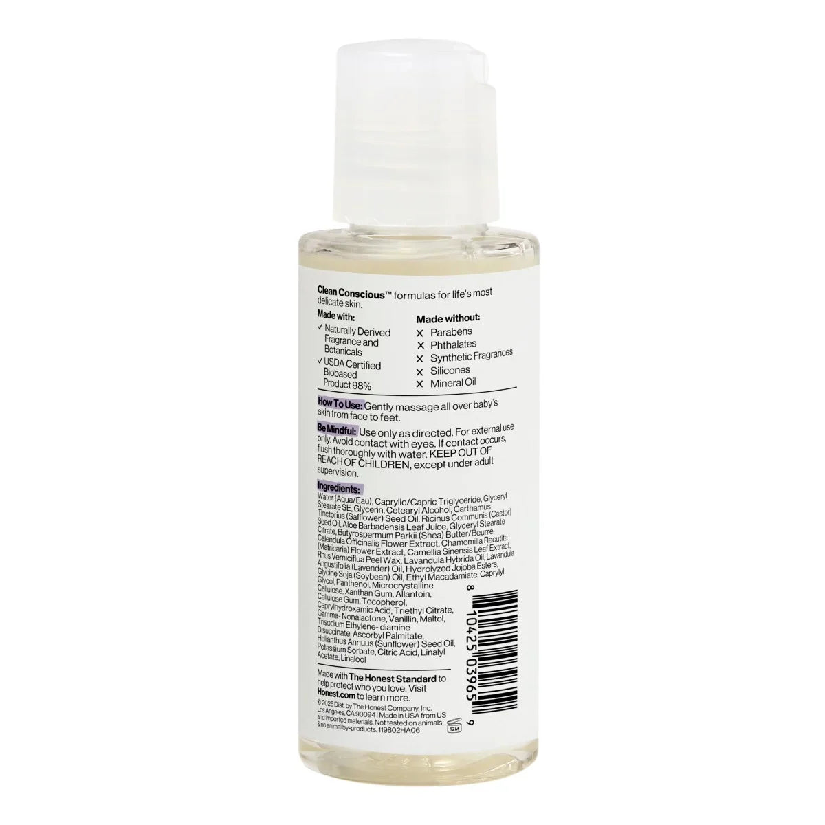 The Honest Company Calm Shampoo + Body Wash - Travel Size - Lavender- 2 fl oz: Dye-Free, Paraben-Free, Phthalate-Free, Artificial Fragrance-Free