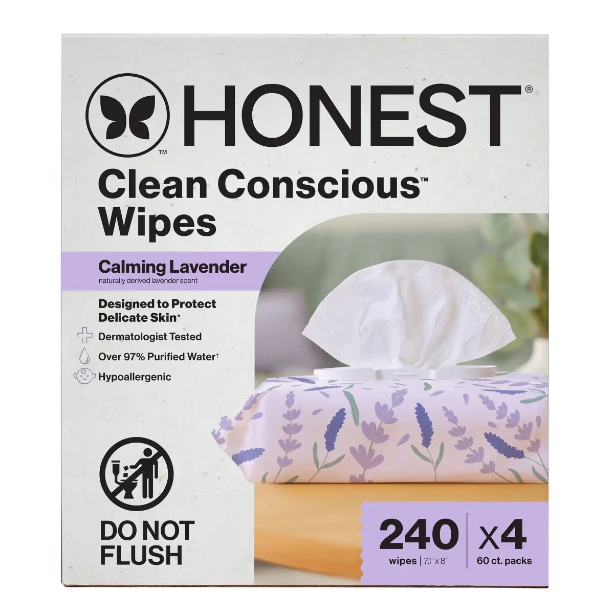 The Honest Company Calm + Cleanse Plant-Based Baby Wipes - Lavender