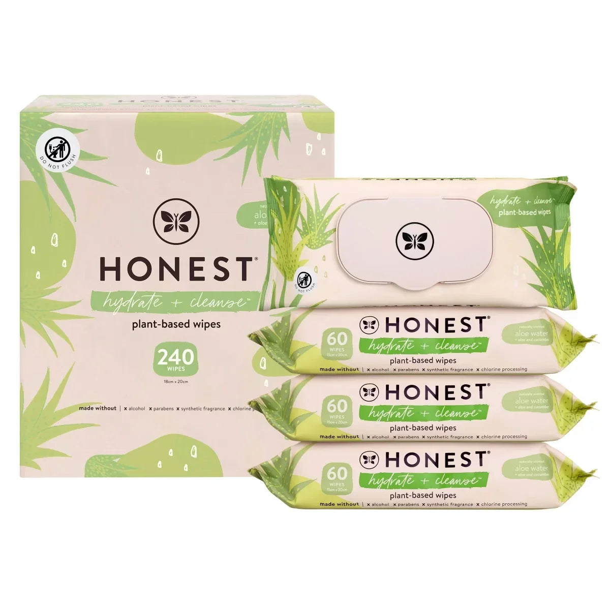 The Honest Company Hydrate + Cleanse Plant-Based Baby Wipes - Aloe and Cucumber - (Select Count)
