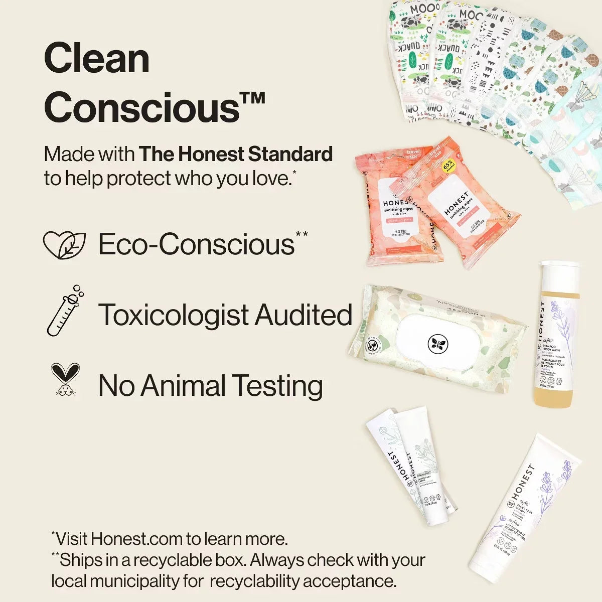 The Honest Company Baby Arrival Gift Set: 6 Pieces, Moisturizing, Basic Cleansing, Lavender Scent