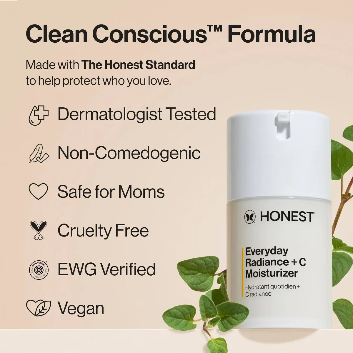 Honest Beauty Everyday Radiance and C Moisturizer with Vitamin C - 1.7 fl oz: Noncomedogenic, Unscented Face Cream