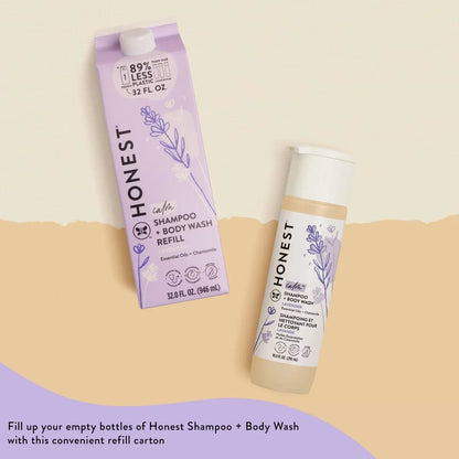 The Honest Company Calm Shampoo + Body Wash Refill, Lavender - 32 fl oz: Suitable for All Hair Types, Daily Use, Baby 2-In-1 Formula, Free from Dyes