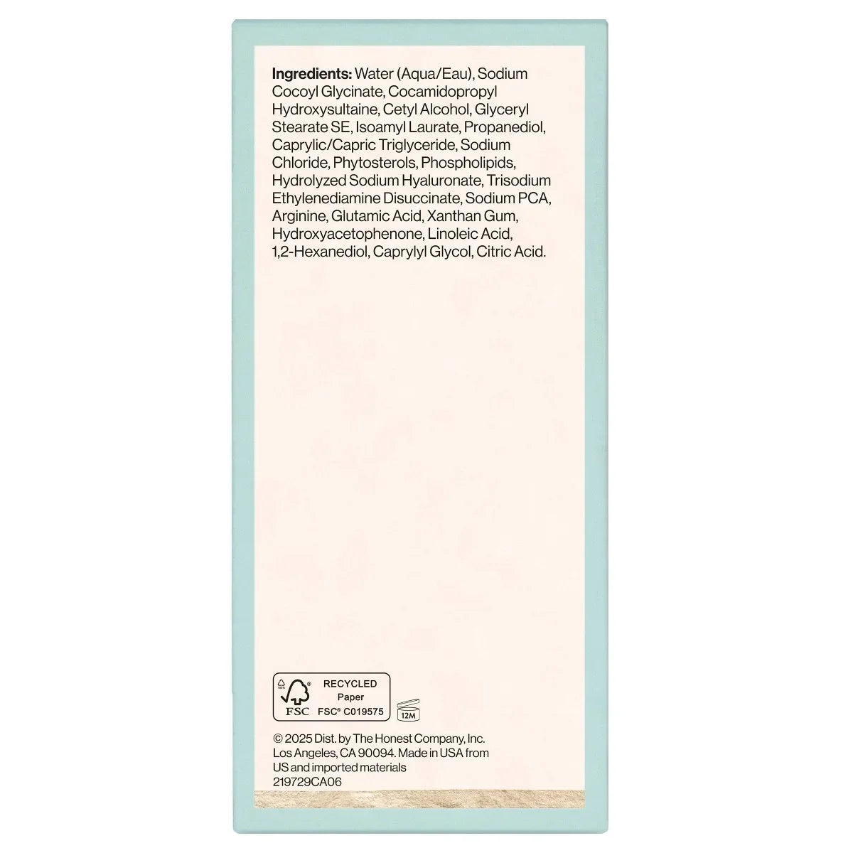 Honest Beauty Sensitive Skin Calming Cream Cleanser with Hyaluronic and Amino Acids - 4 fl oz