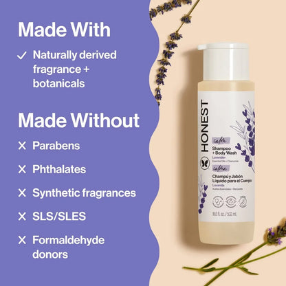 The Honest Company Calm Shampoo + Body Wash Refill, Lavender 32 fl oz + Shampoo + Body Wash 18 fl oz