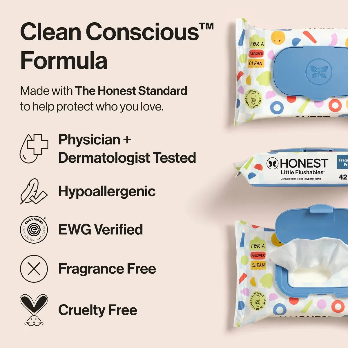 The Honest Company Plant-Based Baby Wipe - Little Flushable Wipes