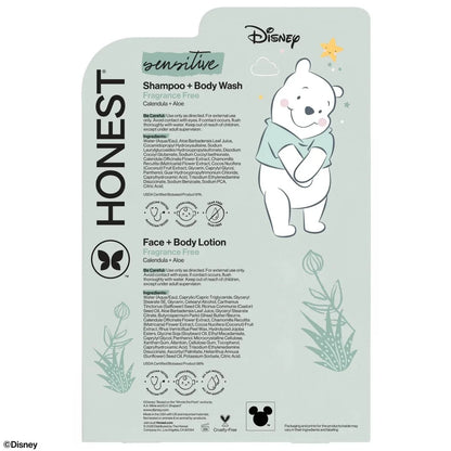 The Honest Company Sensitive Disney Shampoo + Body Wash and Lotion Duo - Fragrance Free - 18.5 fl oz: Moisturizing, Basic Cleansing, Calming, 2-In-1