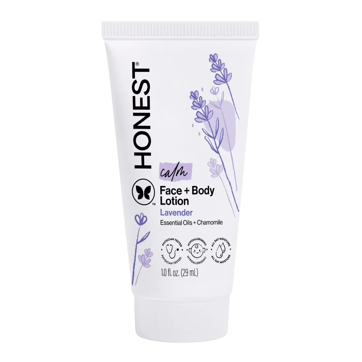 The Honest Company Calm Face + Body Lotion - Travel Size - Lavender- 1 fl oz: Moisturizing, Dye-Free, Paraben-Free, Phthalate-Free