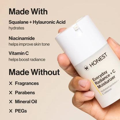 Honest Beauty Everyday Radiance and C Moisturizer with Vitamin C - 1.7 fl oz: Noncomedogenic, Unscented Face Cream