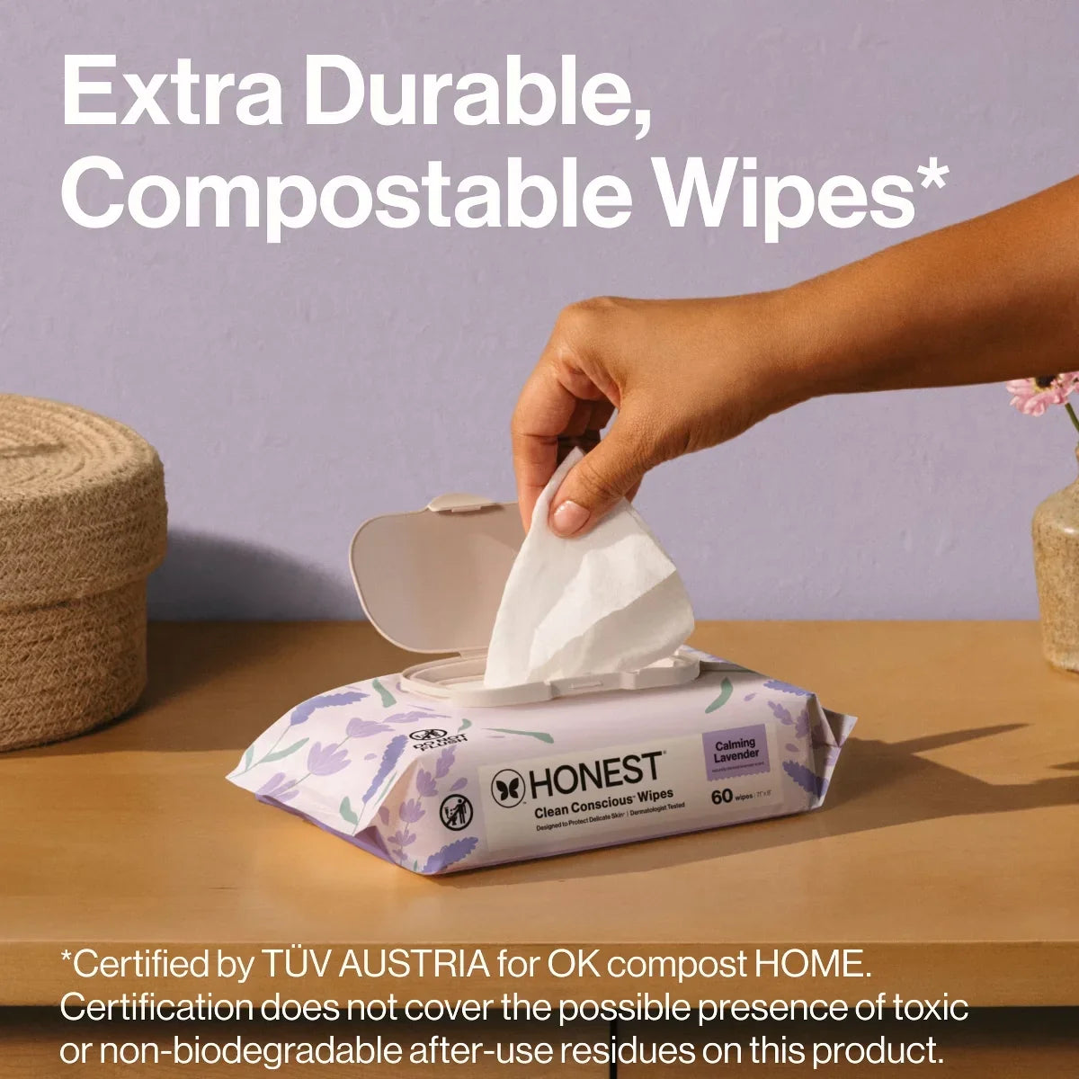 The Honest Company Calm + Cleanse Plant-Based Baby Wipes - Lavender