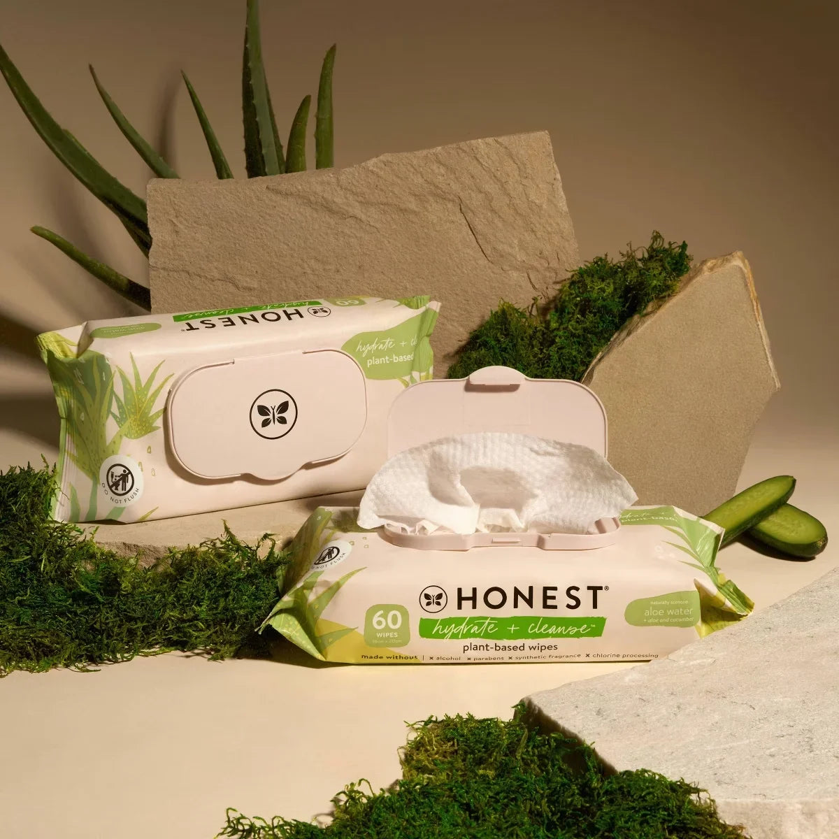 The Honest Company Hydrate + Cleanse Plant-Based Baby Wipes - Aloe and Cucumber - (Select Count)