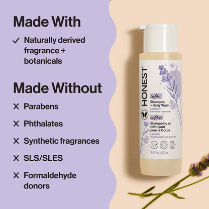 The Honest Company Calm Shampoo + Body Wash - Travel Size - Lavender- 2 fl oz: Dye-Free, Paraben-Free, Phthalate-Free, Artificial Fragrance-Free