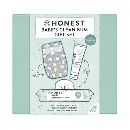 The Honest Company Babe's Clean Bum Gift Set: Basic Cleansing, Diaper Rash Cream, Unscented, 9 Pieces