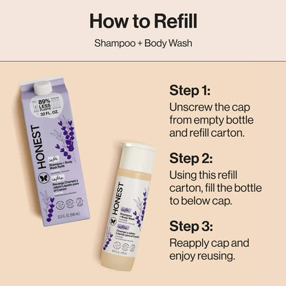 The Honest Company Calm Shampoo + Body Wash Refill, Lavender 32 fl oz + Shampoo + Body Wash 18 fl oz