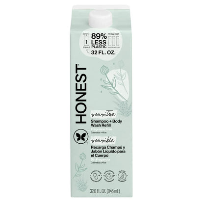 The Honest Company Sensitive Shampoo + Body Wash 18 fl oz + Shampoo + Body Wash Refill 32 fl oz