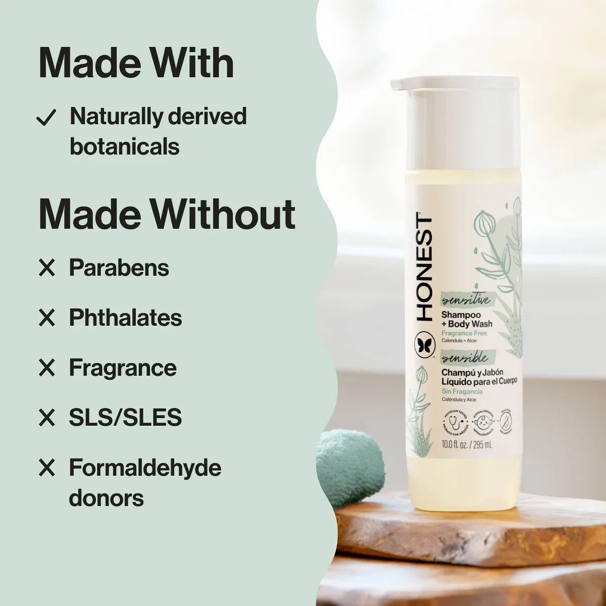 The Honest Company Sensitive Conditioner10 fl oz + Face & Body Lotion8.5 fl oz + Bubble Bath12 fl oz + Detangler4 fl oz + Shampoo + Body Wash 10 fl oz