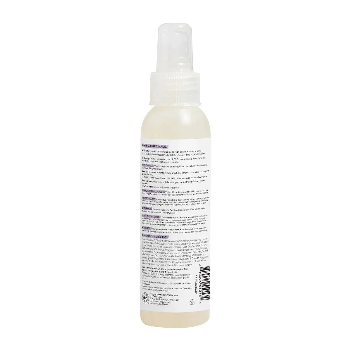 The Honest Company Calm Conditioning Detangler- Lavender - 4 fl oz: Paraben-Free, Silicone-Free, Daily Use, Spray