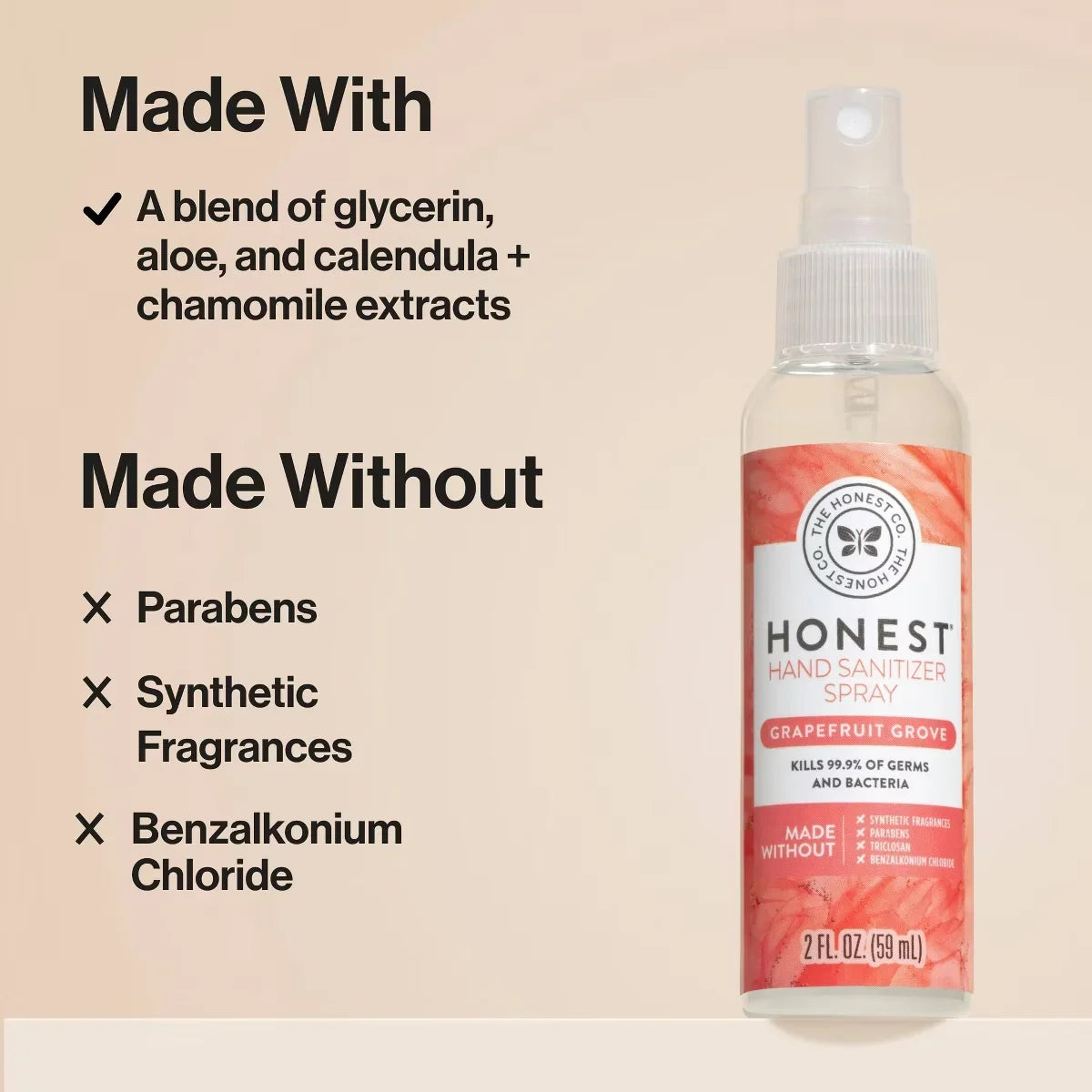 The Honest Company Hand Sanitizer Spray - Grapefruit Grove - 2 fl oz