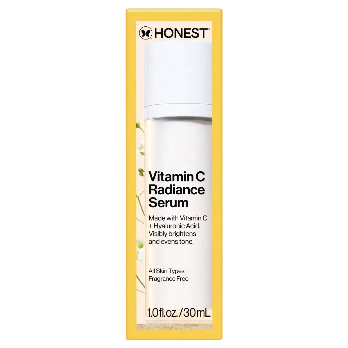 Honest Beauty Vitamin C Radiance Serum with Hyaluronic Acid - 1 fl oz: Skin Tone Improvement, Brightening, Anti-Aging, Hydrating