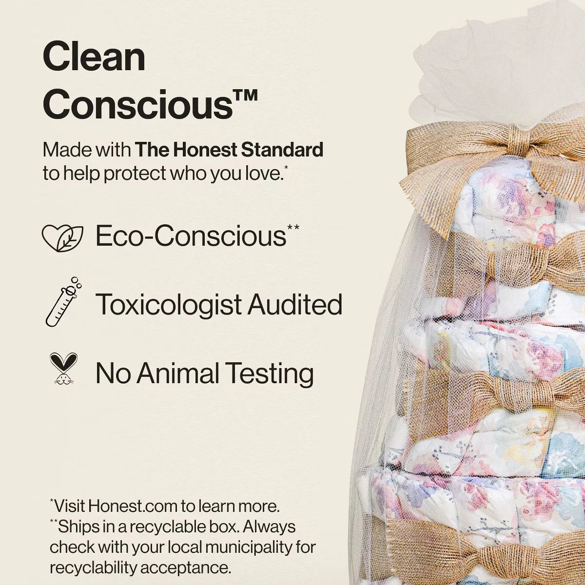 The Honest Company Clean Conscious Diaper Cake - Rose Blossom - 39ct