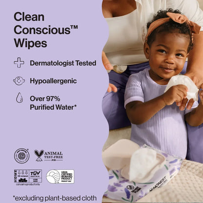The Honest Company Calm + Cleanse Plant-Based Baby Wipes - Lavender