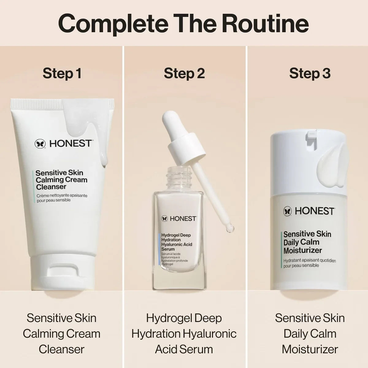 Honest Beauty Sensitive Skin Calming Cream Cleanser with Hyaluronic and Amino Acids - 4 fl oz