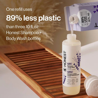 The Honest Company Calm Shampoo + Body Wash Refill, Lavender 32 fl oz + Shampoo + Body Wash 18 fl oz