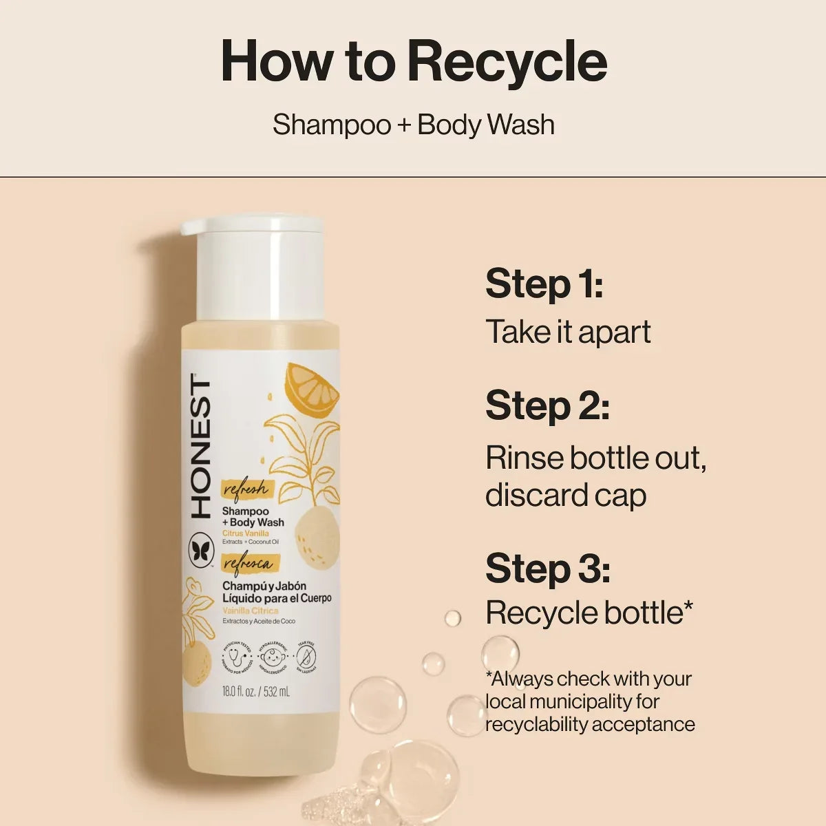 The Honest Company Refresh Shampoo + Body Wash - Citrus Vanilla
