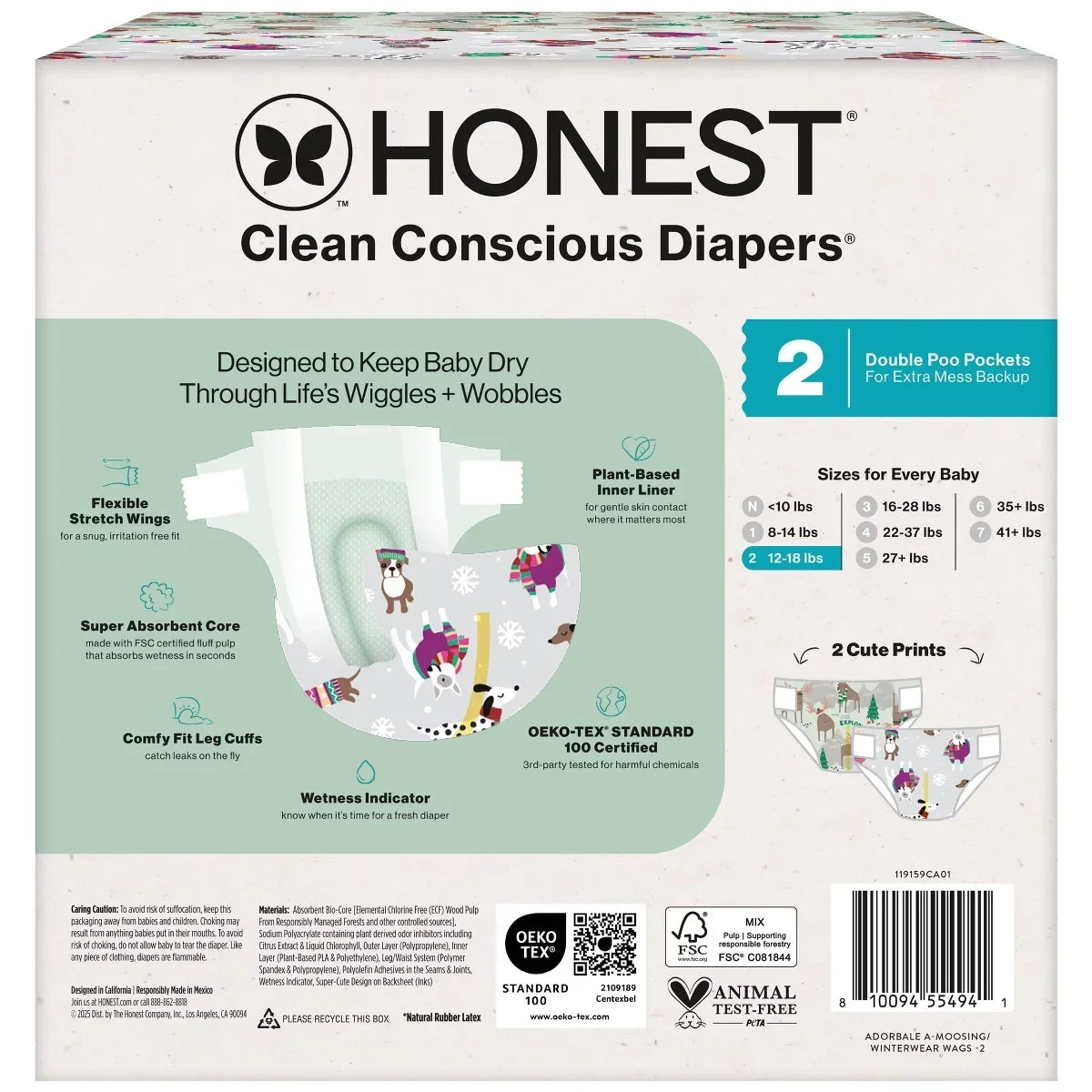 The Honest Company Clean Conscious Disposable Diapers Winter Wags & Adorably A-moosing