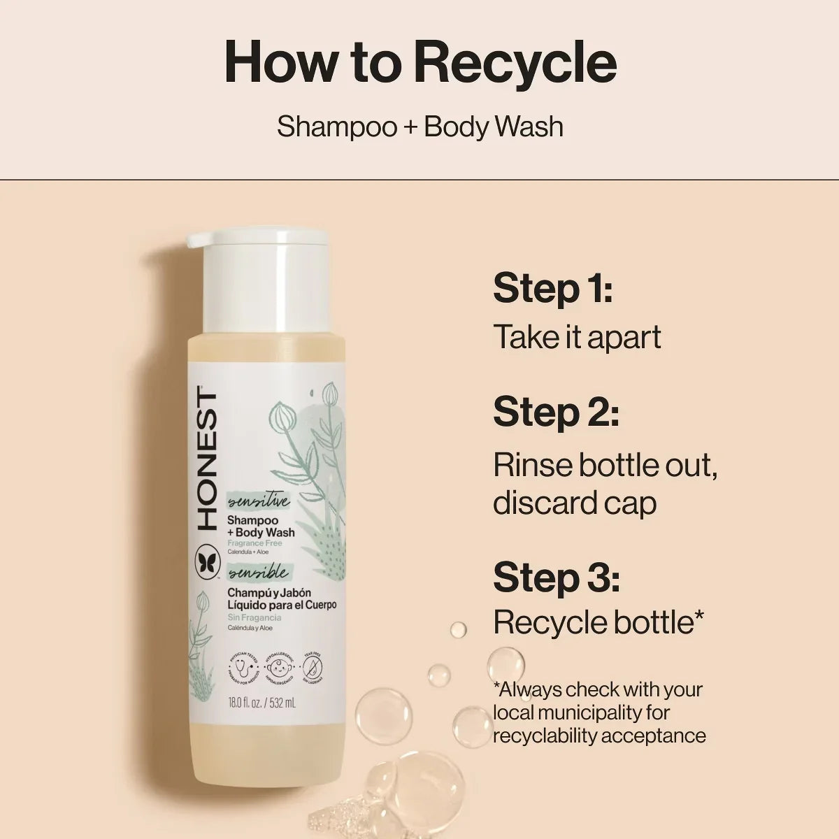 The Honest Company Sensitive Shampoo + Body Wash 18 fl oz + Shampoo + Body Wash Refill 32 fl oz