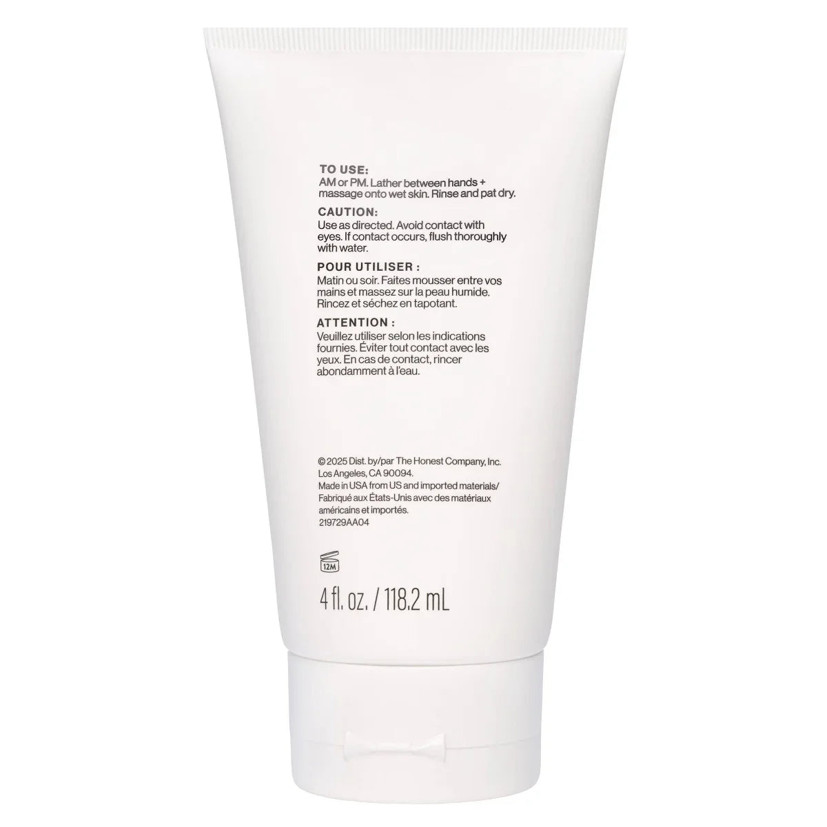 Honest Beauty Sensitive Skin Calming Cream Cleanser with Hyaluronic and Amino Acids - 4 fl oz