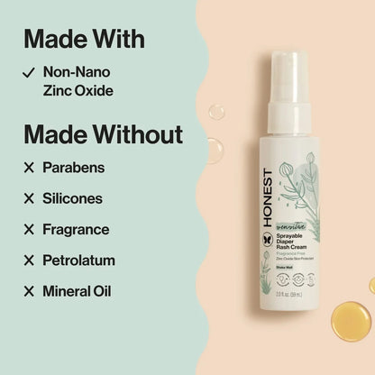 The Honest Company Sensitive Sprayable Fragrance Free Diaper Rash Cream - 2 fl oz