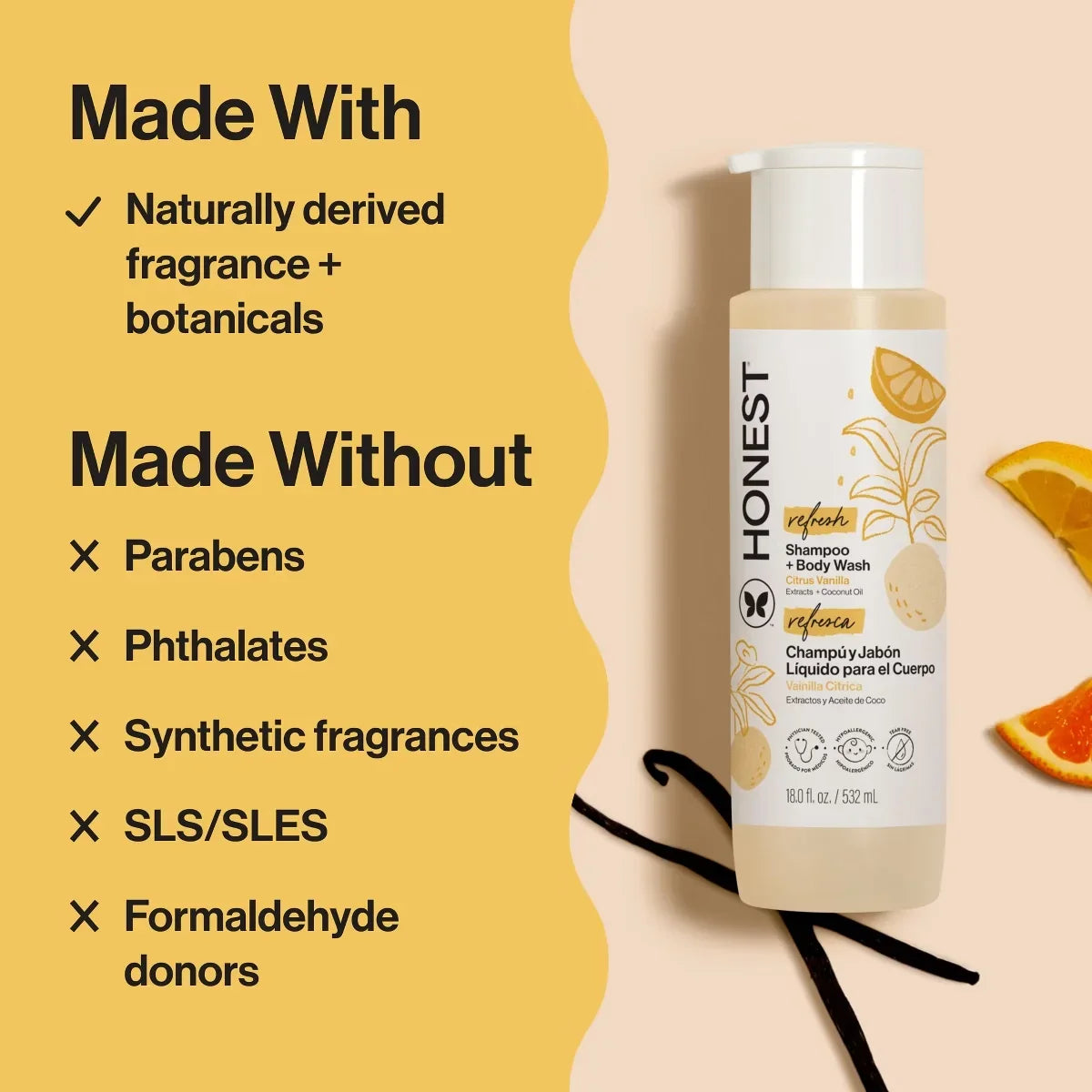 The Honest Company Refresh Shampoo + Body Wash - Citrus Vanilla