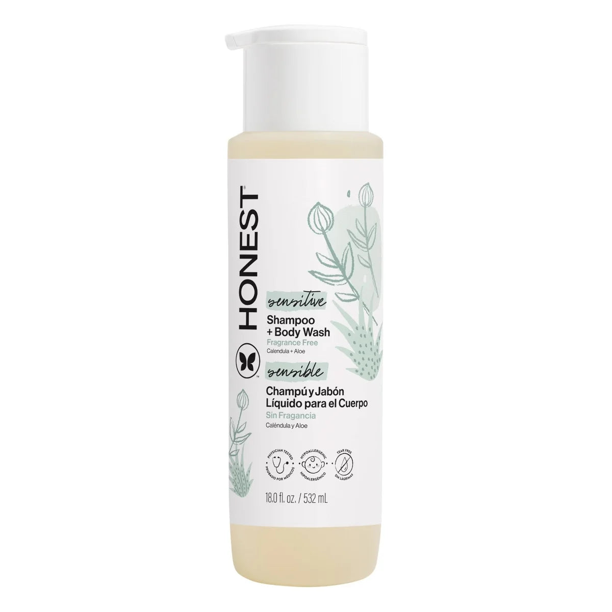 The Honest Company Sensitive Shampoo + Body Wash 18 fl oz + Shampoo + Body Wash Refill 32 fl oz