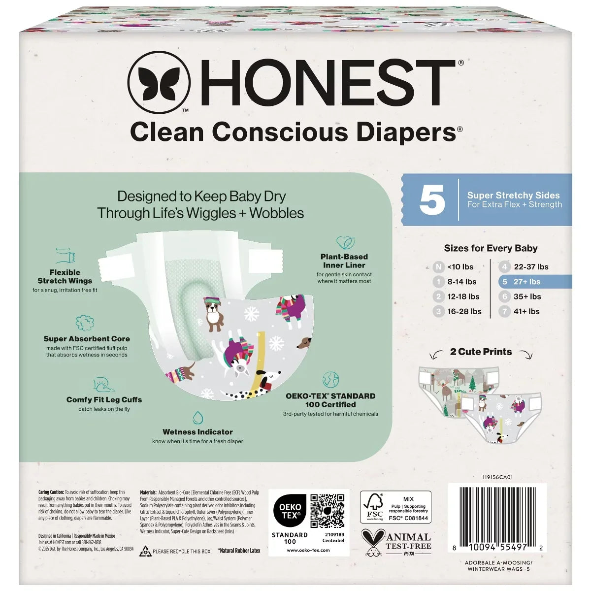 The Honest Company Clean Conscious Disposable Diapers Winter Wags & Adorably A-moosing
