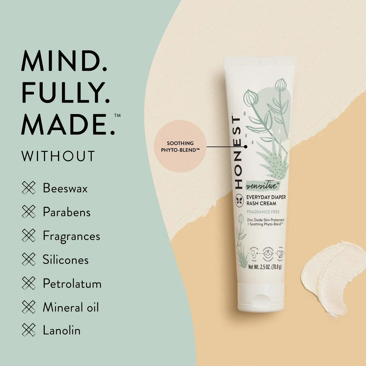 The Honest Company Sensitive Everyday Diaper Rash Cream Fragrance Free